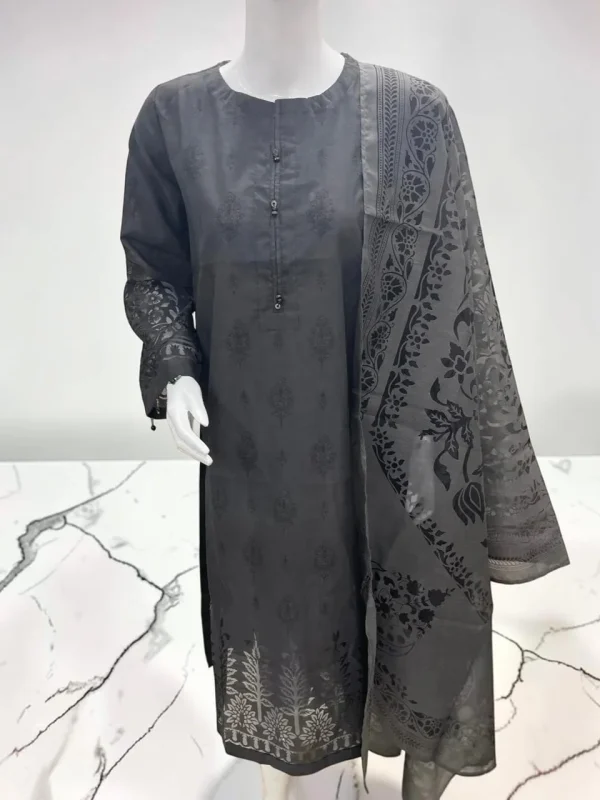 Bonanza Satrangi Charcoal Grey 2-Piece Suit – full look on mannequin