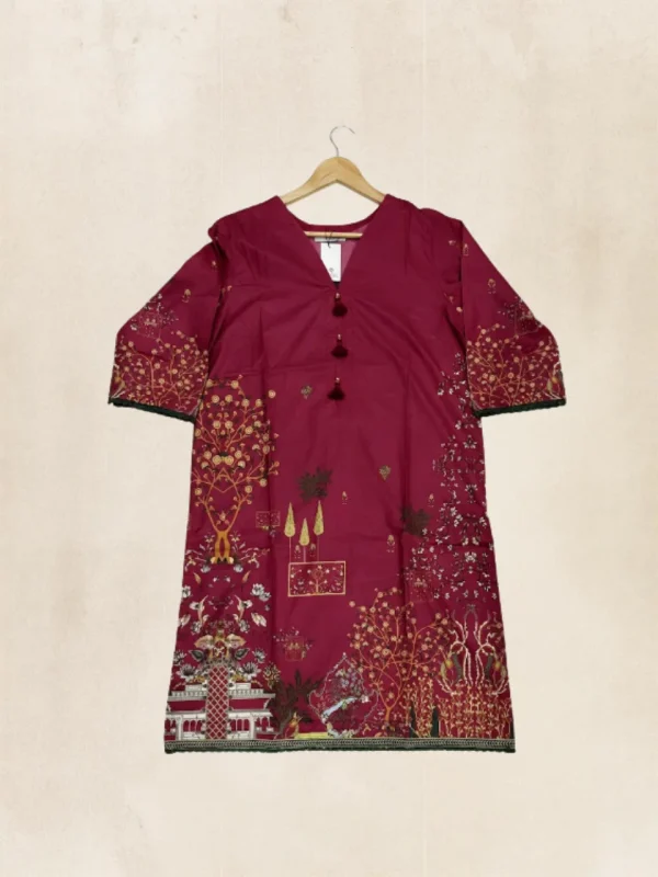 Bonanza Satrangi Maroon Chiffon Dupatta 2-Piece Suit – shirt