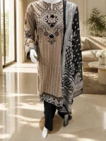 Bonanza Satrangi Noir Geometric 3-Piece Suit – styled with dupatta