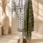Bonanza Satrangi Olive Bloom 3-Piece Suit – full look on mannequin