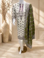 Bonanza Satrangi Olive Bloom 3-Piece Suit – full look on mannequin